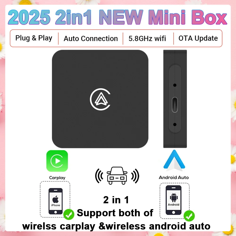 

NEW Wireless Carplay Adapter Android Auto 2in1 Smart Box WIFI BT Auto Connect Plug&Play For Toyota Volvo Benz MG Kia MAZDA FORD