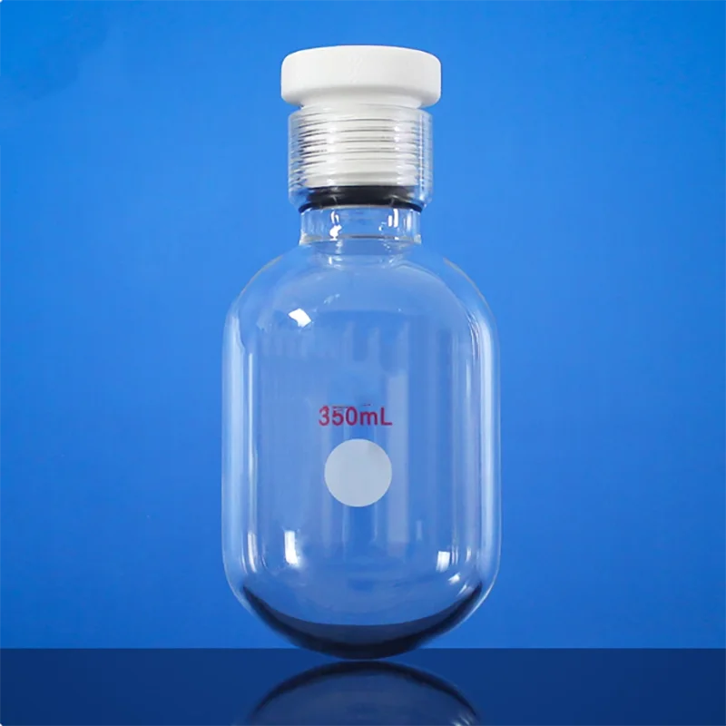 Botol tebal tahan tekanan dengan tutup ulir PTFE, tabung tahan tekanan 75ml100ml150ml350ml, kedap udara untuk hidrolisis