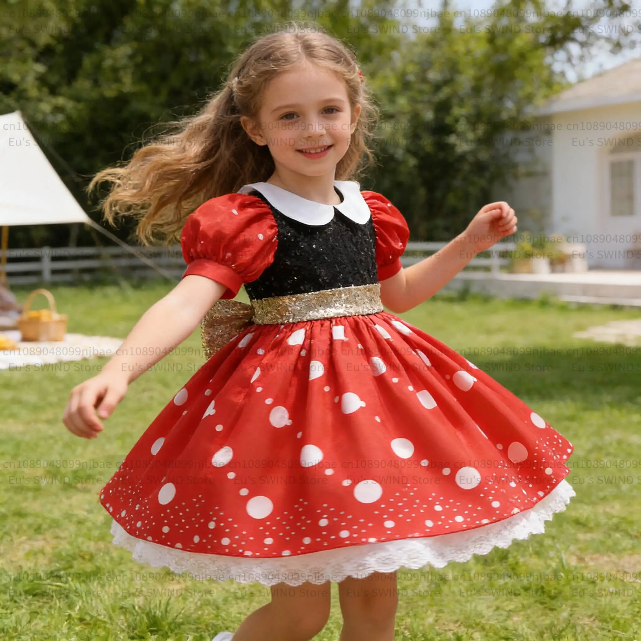 Sommerkleid für Babymädchen, gepunktet, Prinzessin, schick, für Geburtstagsfeiern, Kleinkindkleider, Halloween-Cosplay-Kleid, Mädchen-Performancekleidung