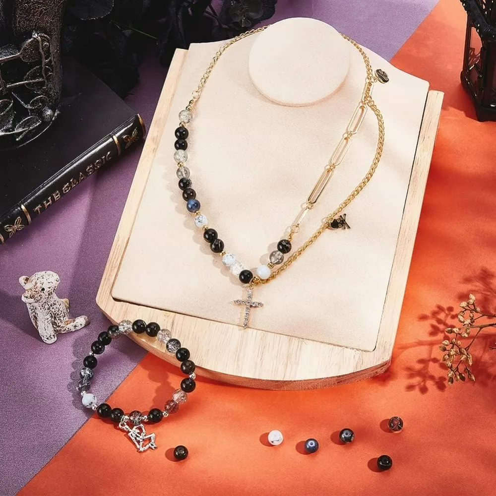 300 قطعة 8 مللي متر الخرز الزجاجي الأسود 15 لون خرز سوار الرخام فضفاض الخرز فرقعة الخبز رسمت حبة الفواصل للرجال صنع عدة #4