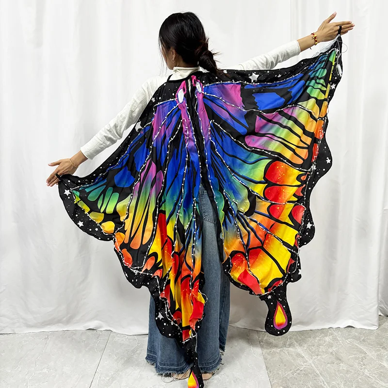 Control por aplicación RGB LED alas de mariposa danza del vientre puesta en escena disfraz accesorios de baile alas LED traje brillante para chico adulto