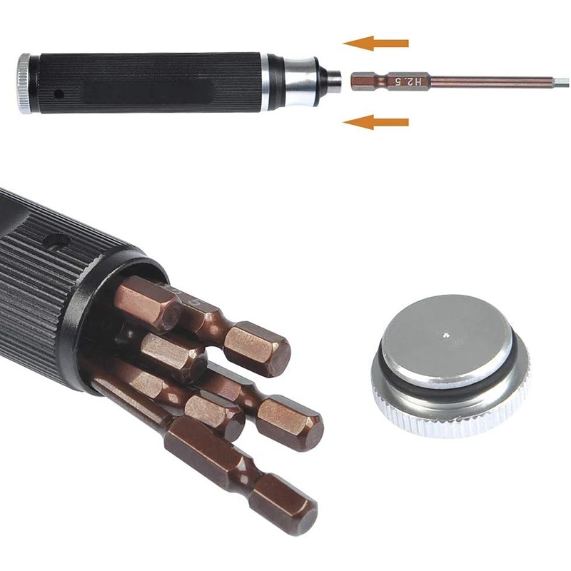 SEWS-6 In 1 Screwdrivers Repair Tool Kit 1.5Mm 2.0Mm 2.5Mm 3.0Mm All-In-One Hex Driver Hand Set For RC FPV Racing Drone