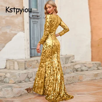 VITRCHP Eleganckie formalne sukienki wieczorowe dla kobiet Sexy Ruffle Bodycon Sequin Club Party Dress 2025 Lady Solid Fashion A-line Robe