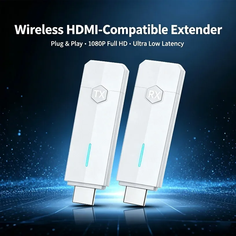 50M Wireless Transmitter Receiver Portable Streaming Video Extender Adapter for Monitor TV Projector Laptop Desktop Screen