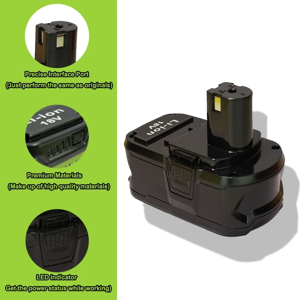 Suitable for Ryobi P108 18V 6000MAh lithium-ion battery power tool P104 P107 RB18L50 RB18L20 P108