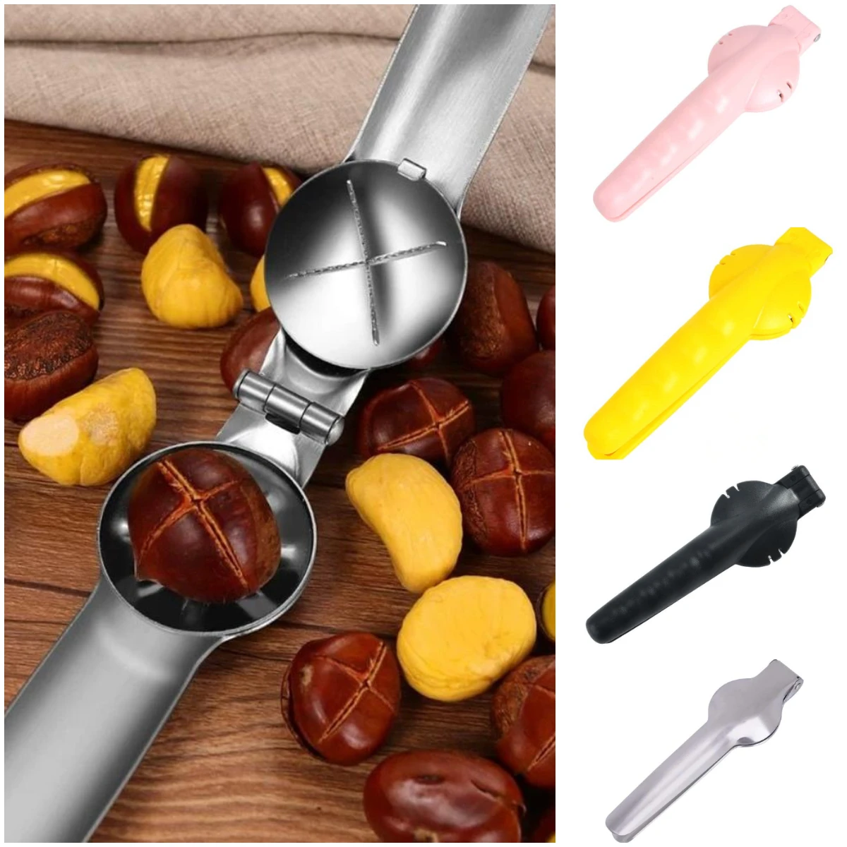 Stainless Steel Chestnut Opening Clip 2 In 1 Creative Chestnut Walnut Metal Sheller Kitchen Food Opener Gadgets