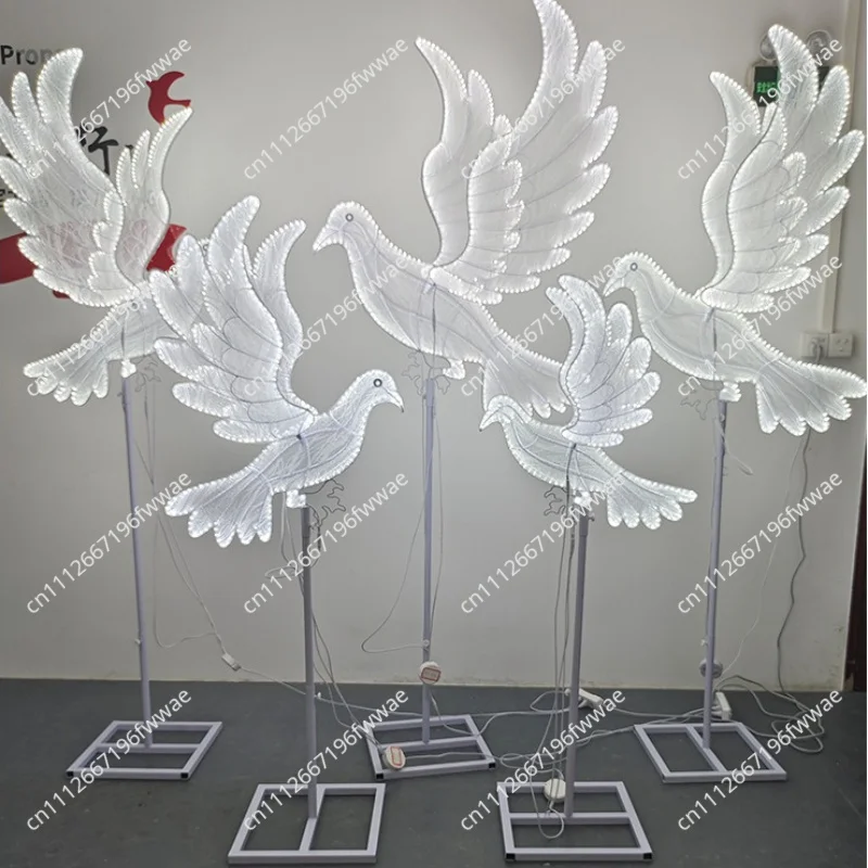 Luminous Peace Dove Wedding Decor LED Peace Dove Stage Prop Reception Welcome Area Decoration Illuminated Venue Festive Ornament