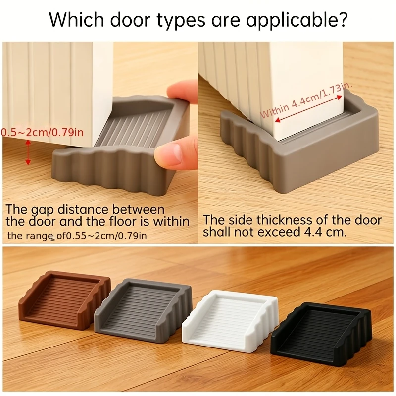 2/4/6pcs Windproof Silent Door Stops, Dual-direction Movable Door Wedges, Floor-friendly Anti-pinch Door Holders for Home