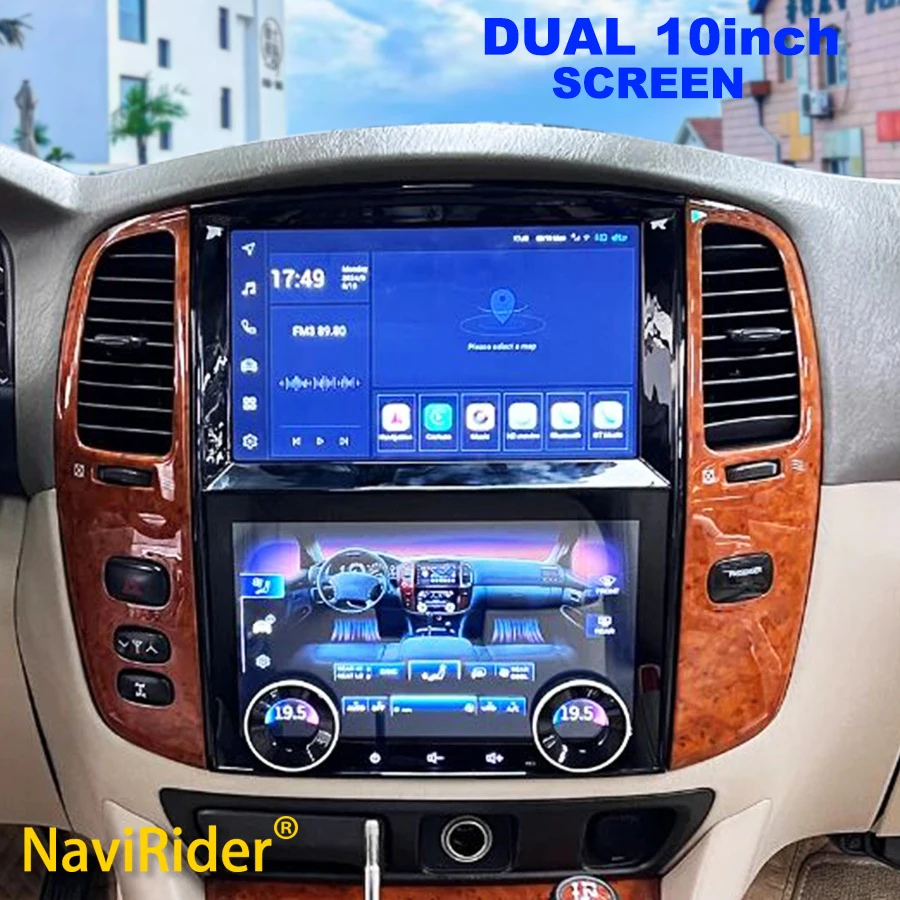 For Land Cruiser 100 LC100 Lx470 2003-2007 Car Radio Android Auto Stereo GPS Navigation Carplay Head Unit Dual 10inch Screen 4G