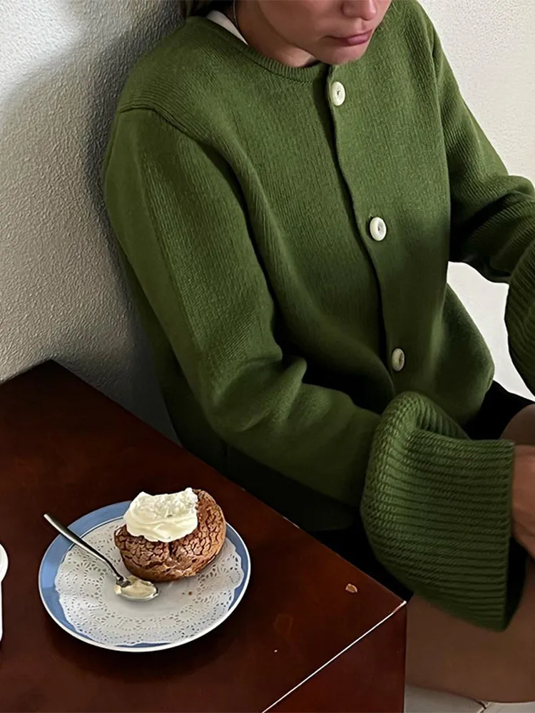 محبوك جولة الرقبة واحدة الصدر البني المرأة سترة طويلة متوهج كم سترة غير رسمية جديدة السيدات معطف التنقل اليومي #3