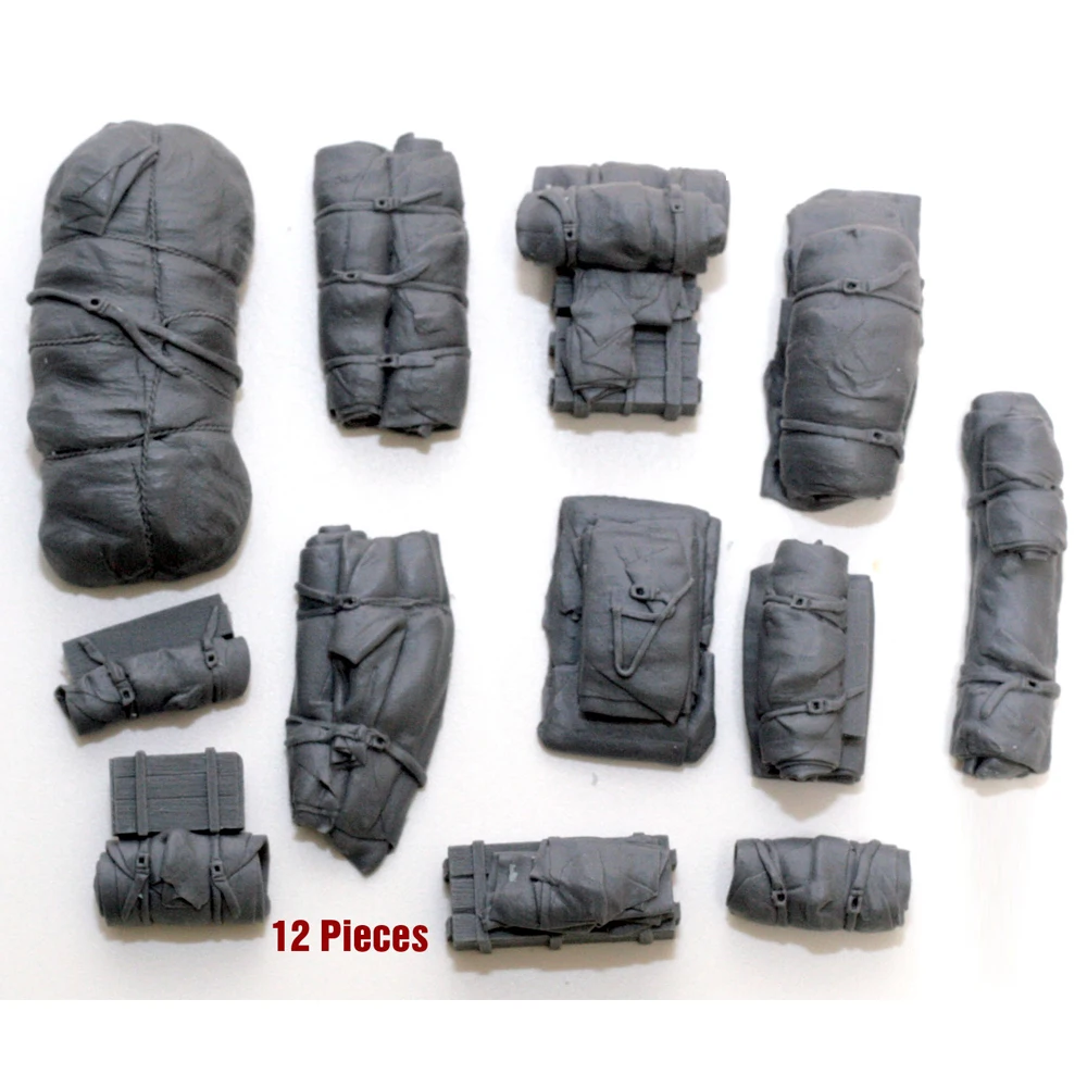 1/35 Crate, Universal Tents & Tarps Set (12pcs), Resin Model soldier, GK, Military themes, Unassembled and unpainted kit