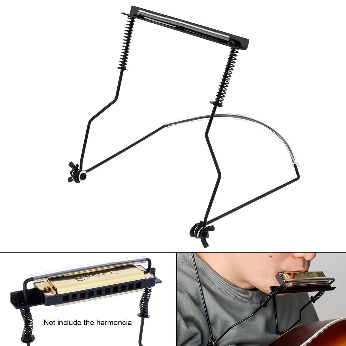 1PC Universal 10 Holes Iron Harmonica Neck Holder Adjustable Mouth Organ Stand Harmonica Harp Rack Musical Instrument