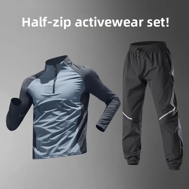 

Men's Autumn Running Set: Long - Sleeve Quick - Dry Shirts & Fitness Training Long Pants for Morning Runs