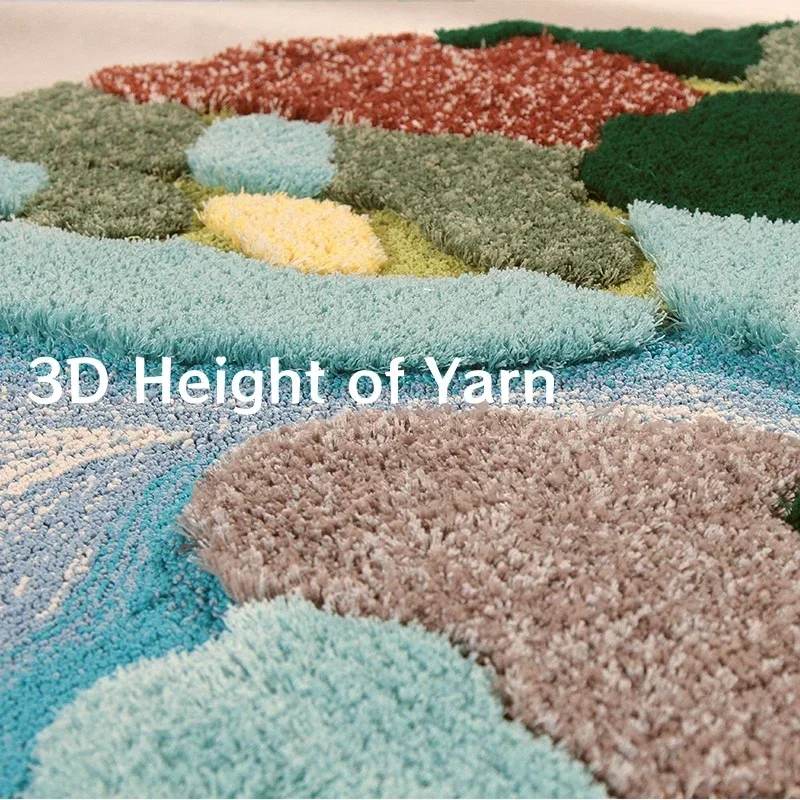 irregular shape rug modern Soft Shagg irregular Moss Non Slip Washable Bathroom Grass Moss Rugs Bath Mats Bedside Carpet