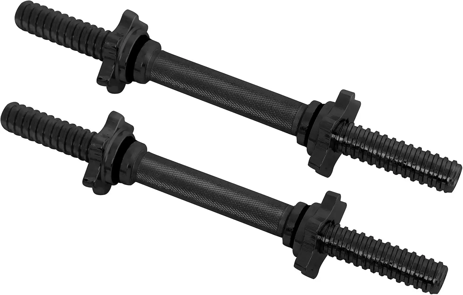 14" Dumbbell Handles with Knurled Grip for Weight Lifting, Threaded Steel Pair - view 2