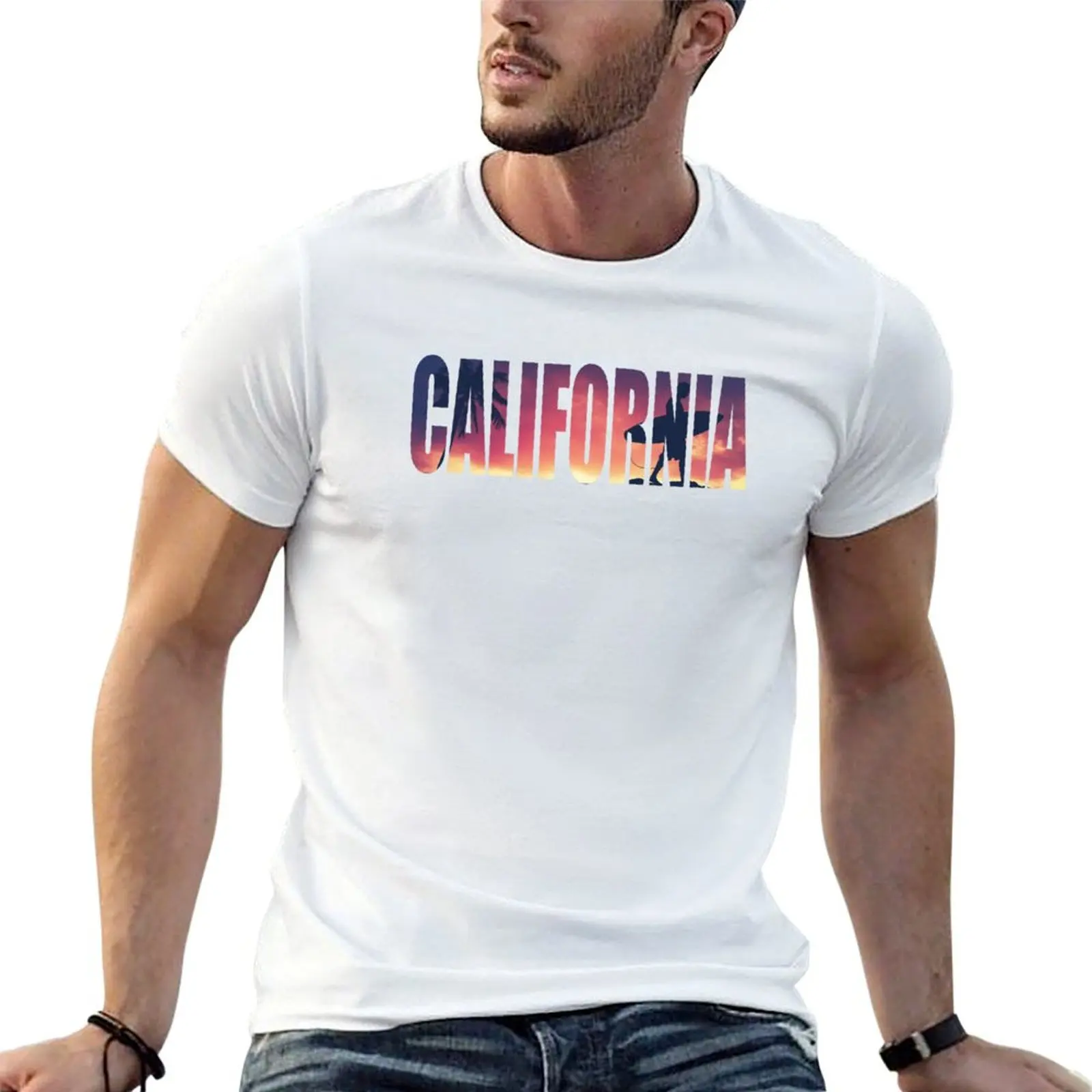 Vintage Filtered California Postcard T-Shirt Plus Size Short Sleeve T-Shirt