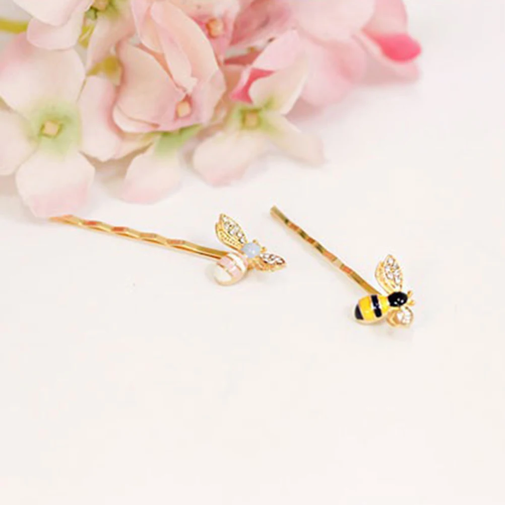 

4 pcs Bee Hairpin Alloy Hair Clips Strong Grip Easy Clip Fashion Barrettes Women Girls Pink Black Each Elegant Wear
