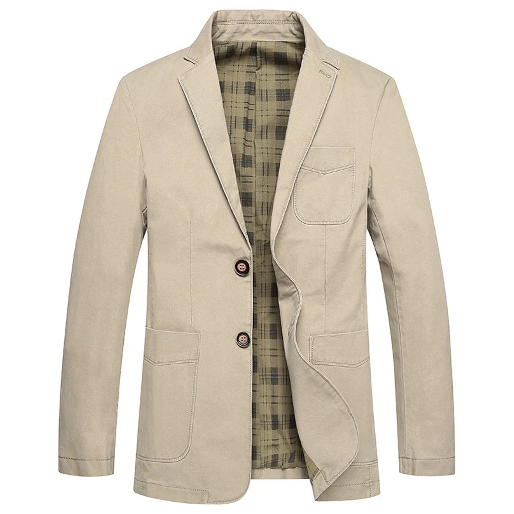 Spring Autumn Men's Cargo Blazer Jackets Men's Fashion Cotton Business Coats Men Multi Pockets Windbreaker Tactical Jackets