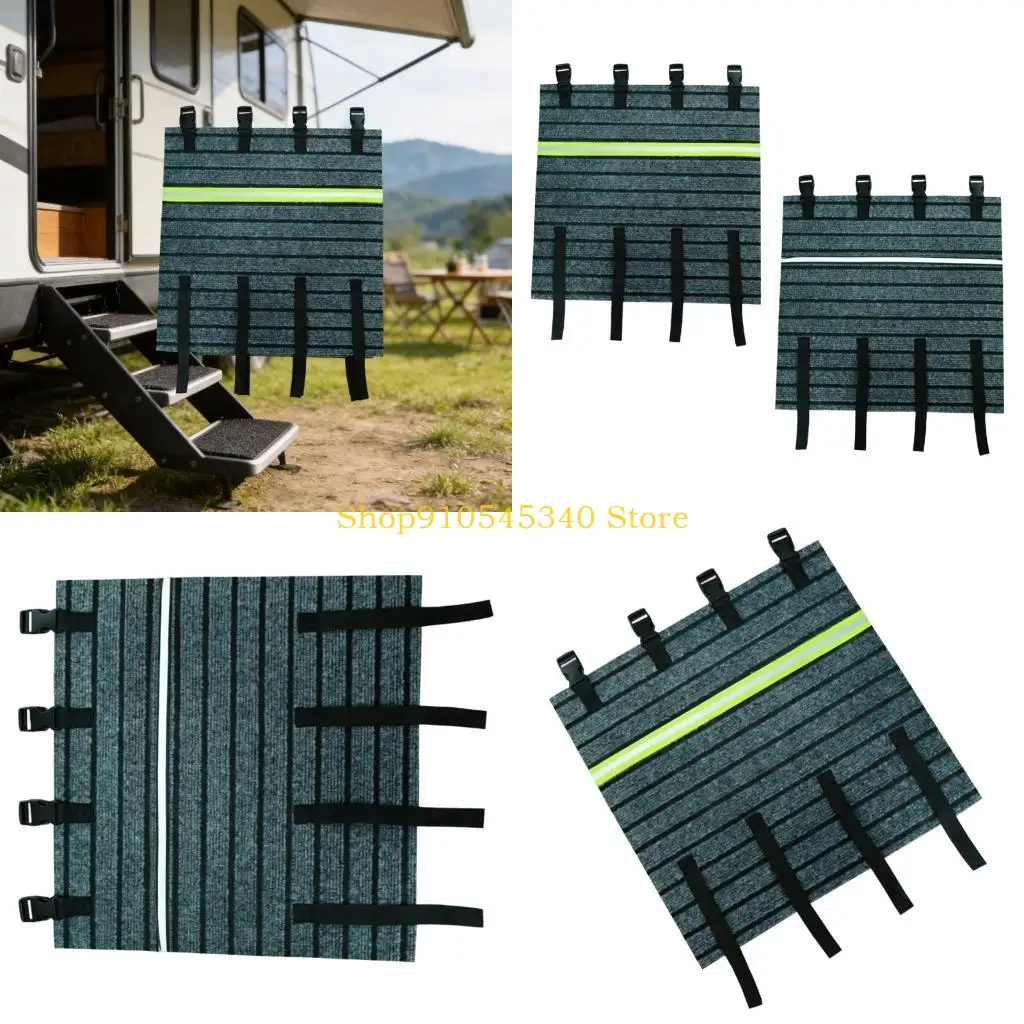 U2JA Entry Doorway Mat for Motorhome Access with Adjustable Buckle Straps, Reflective Front Band and Washable Cover