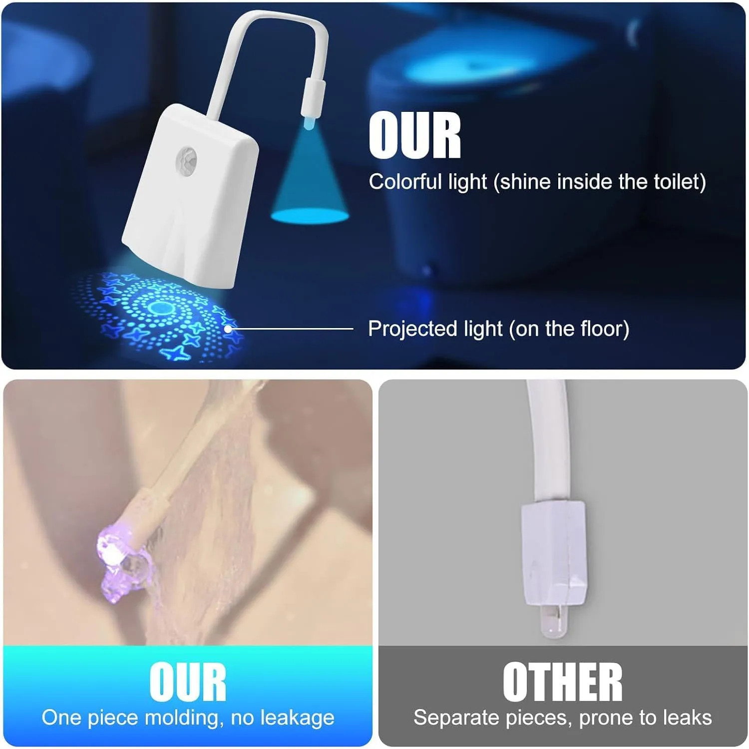 Motion Sensor Night Light Type-C Charging Cable, Rechargeable Warm and White Night Lamp with Magnetic Attachment