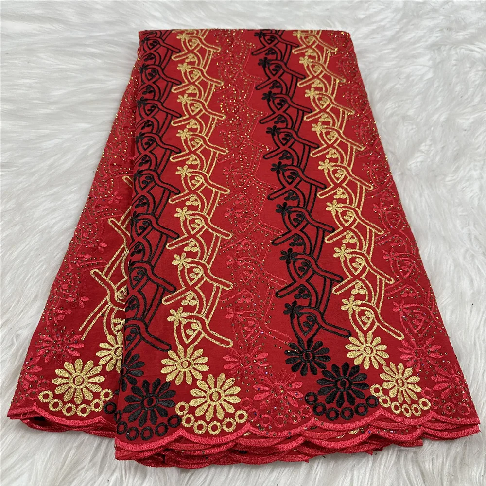 

5 Yards Swiss Voile Lace Fabric Lafaya Heavy Beaded Embroidery African 100% Cotton Popular Dubai Style For Party Material 31A14