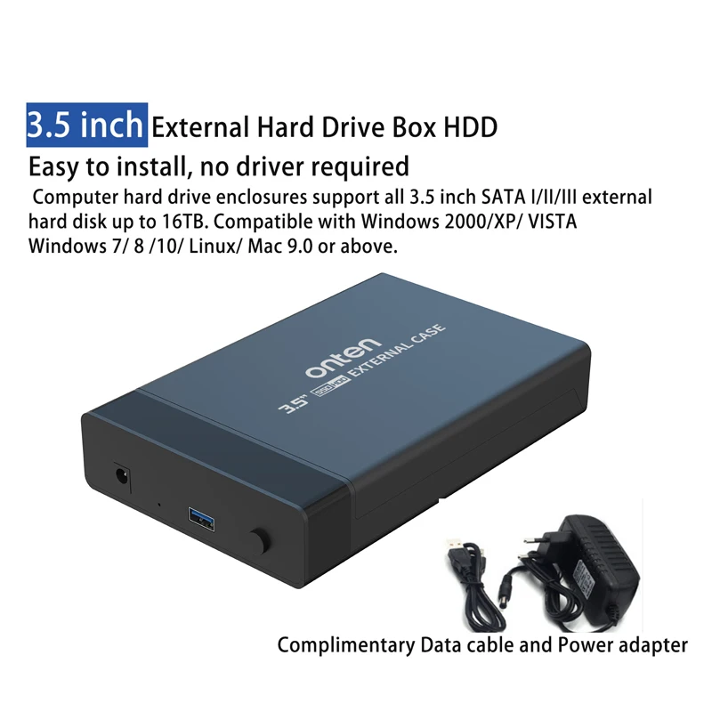 HDD Enclosure External Hard Drive Box Hard Drive Docking Station USB to 3.5 inch SATA /HDD/SSD Adapter High Speed Transmission