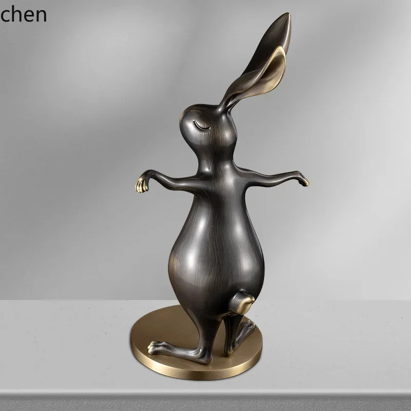 ZML Lucky Rabbit Living Room Entrance TV Cabinet Home Decoration Office Desktop Art Ornament