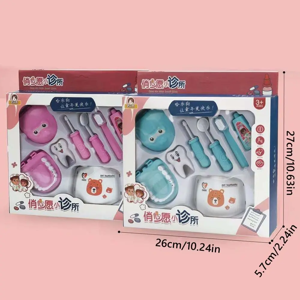 15PCS สีชมพูสีฟ้าเด็กครอบครัวหมอชุดหูฟังพลาสติกแบบพกพากล่องยาของเล่นอุปกรณ์เสริมมินิอุปกรณ์