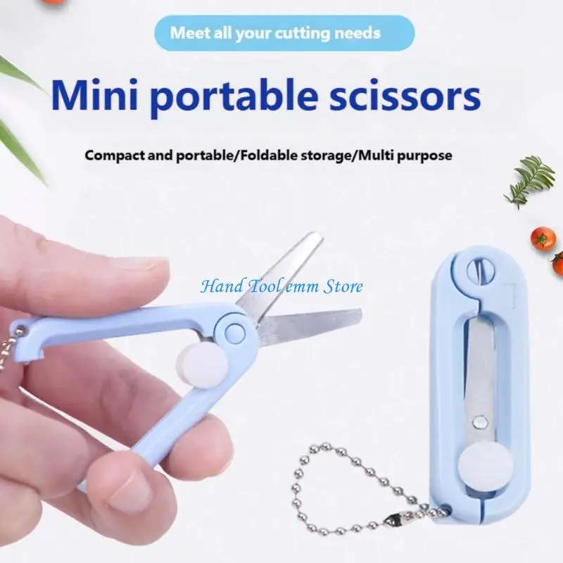 H37F Set Of 5 Foldable Tiny Scissors Set Plastic Handle For Kids And Handmade