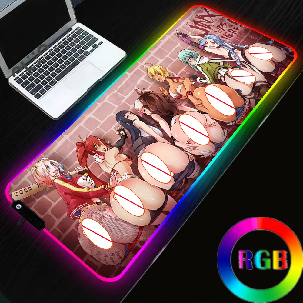 

Sexy Anime Naked Girl RGB Mousepad Big Tits Big Ass Busty RGB Game Mousepad with Backlight Desk Pad Gaming Accessories Desk Mat