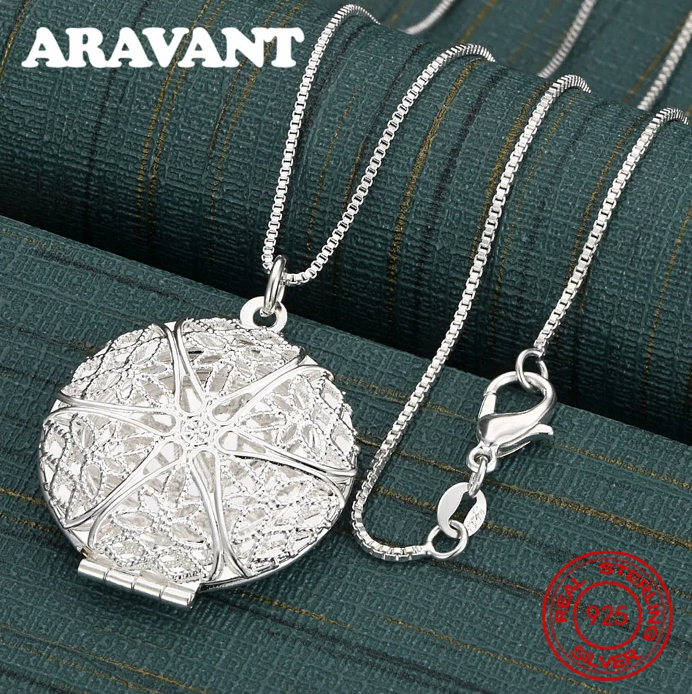 925 Sterling Silver Double Star Round Box Pendant Necklace Women'S Commuting Accessories Christmas Gift Jewelry