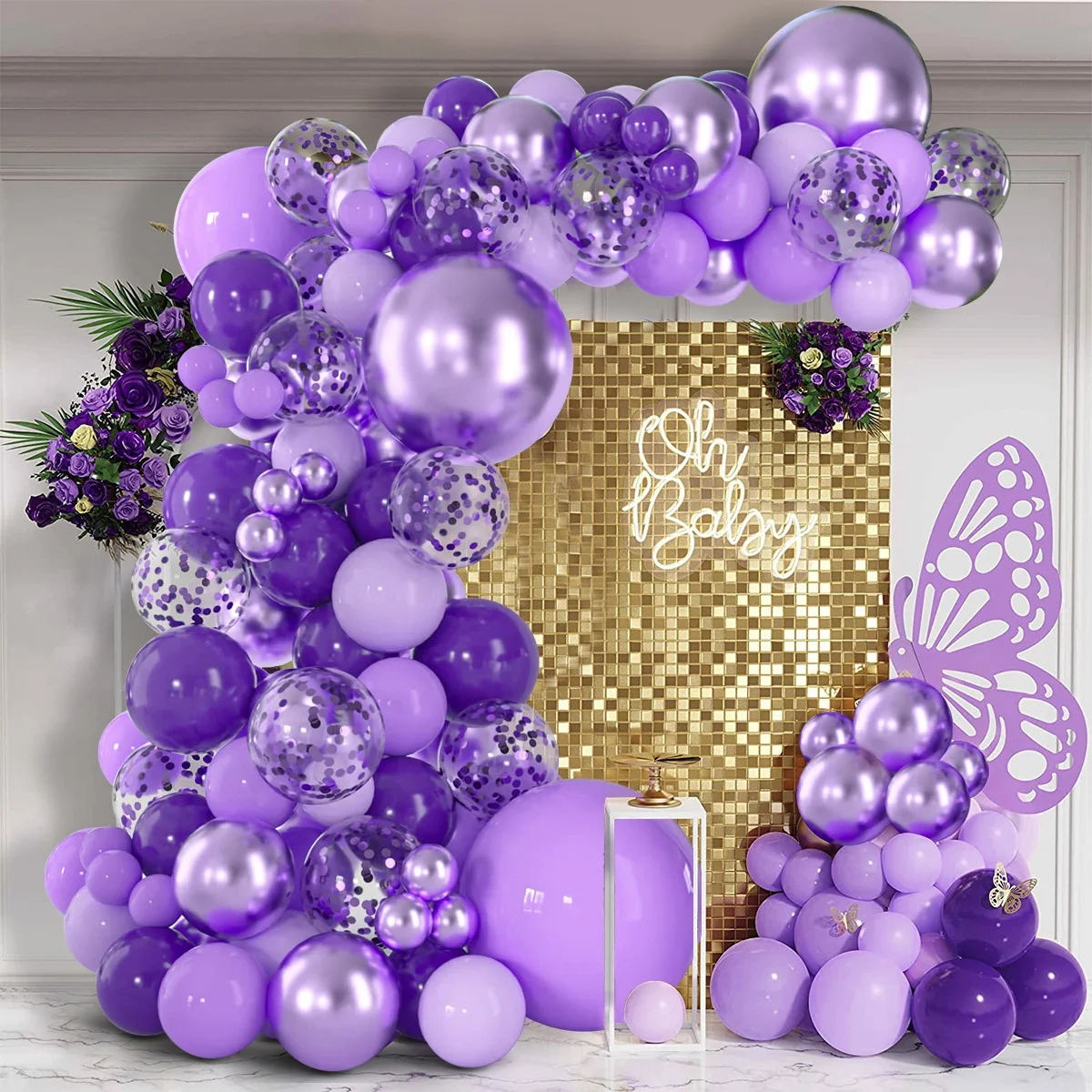 Purple Balloon Arch Garland Kit Wedding Birthday Party Decoration Baby Shower Girls Latex Balloon Chain Wedding Party Supplies