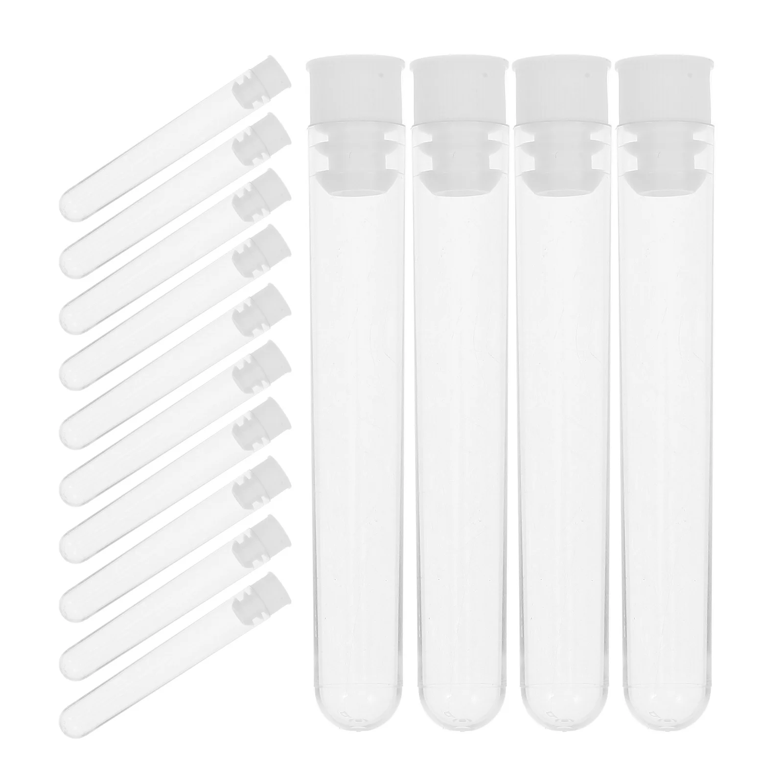 

50 Pcs Clear Test Tubes Kids Plastic Laboratory Transparent with Caps Lid for Experiments Small Size Material