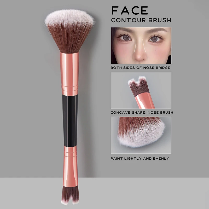 1pc nariz contorno em forma de u pincel de maquiagem dupla extremidade nariz sombra fundação iluminador blush escova rosto beleza cosméticos ferramentas