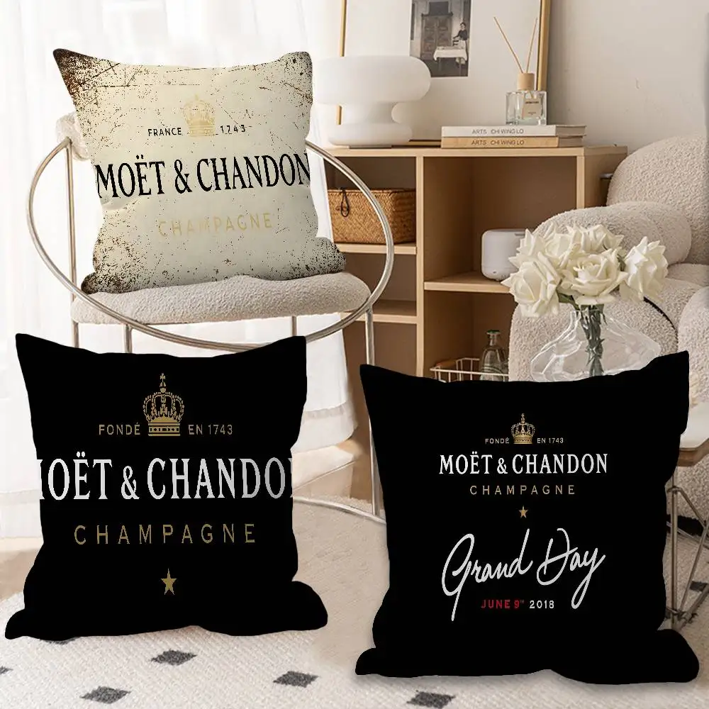 Capa de Almofada Personalizada de Luxo M-Moet C-Chandon para Decoração de Quarto Infantil, Presente de Aniversário para Crianças