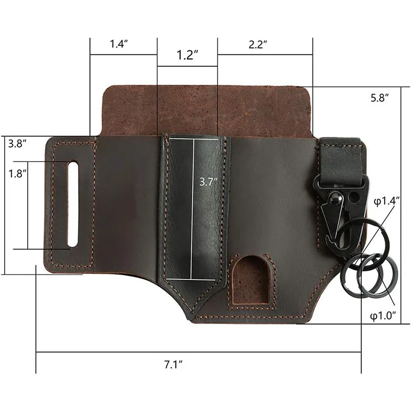 Multifunctional Waist Bag Tool Sheath EDC Leather Multifunctional Flashlight Holster Storage Bag Pen Sheath Pocket Storage Bag