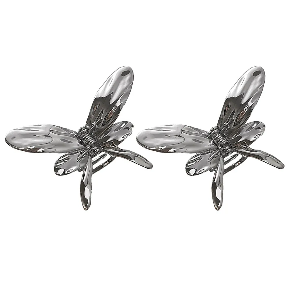 2Pcs Butterfly Claw Clips Metal Hair Accessories Delicate Design Graceful Temperament Large Grip for Ceremonies Banquets Styling