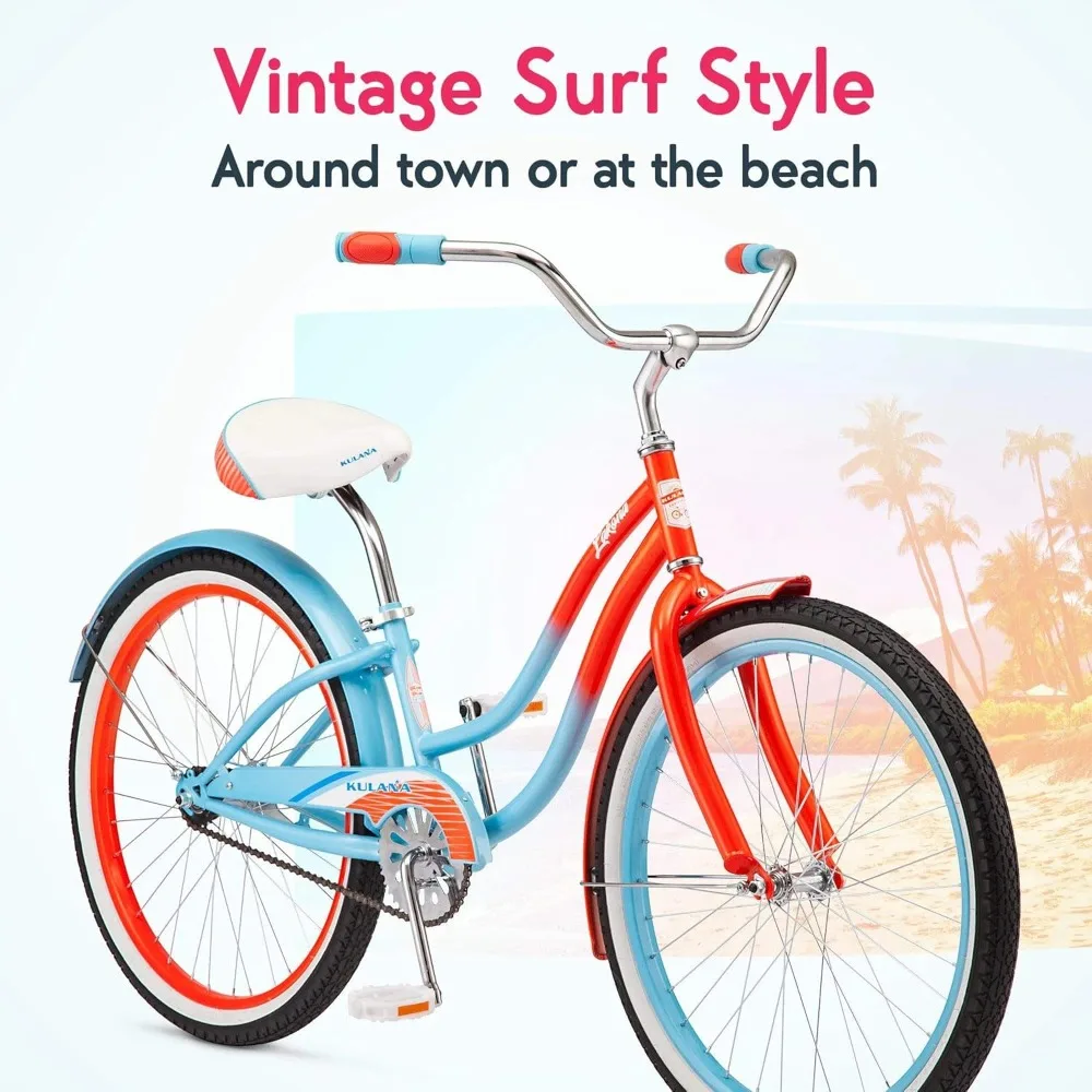 Lakona Youth and Adult Beach Cruiser Bike, Men and Women, 20-26-Inch Wheel Options, Step-Through or Step-Over Frames