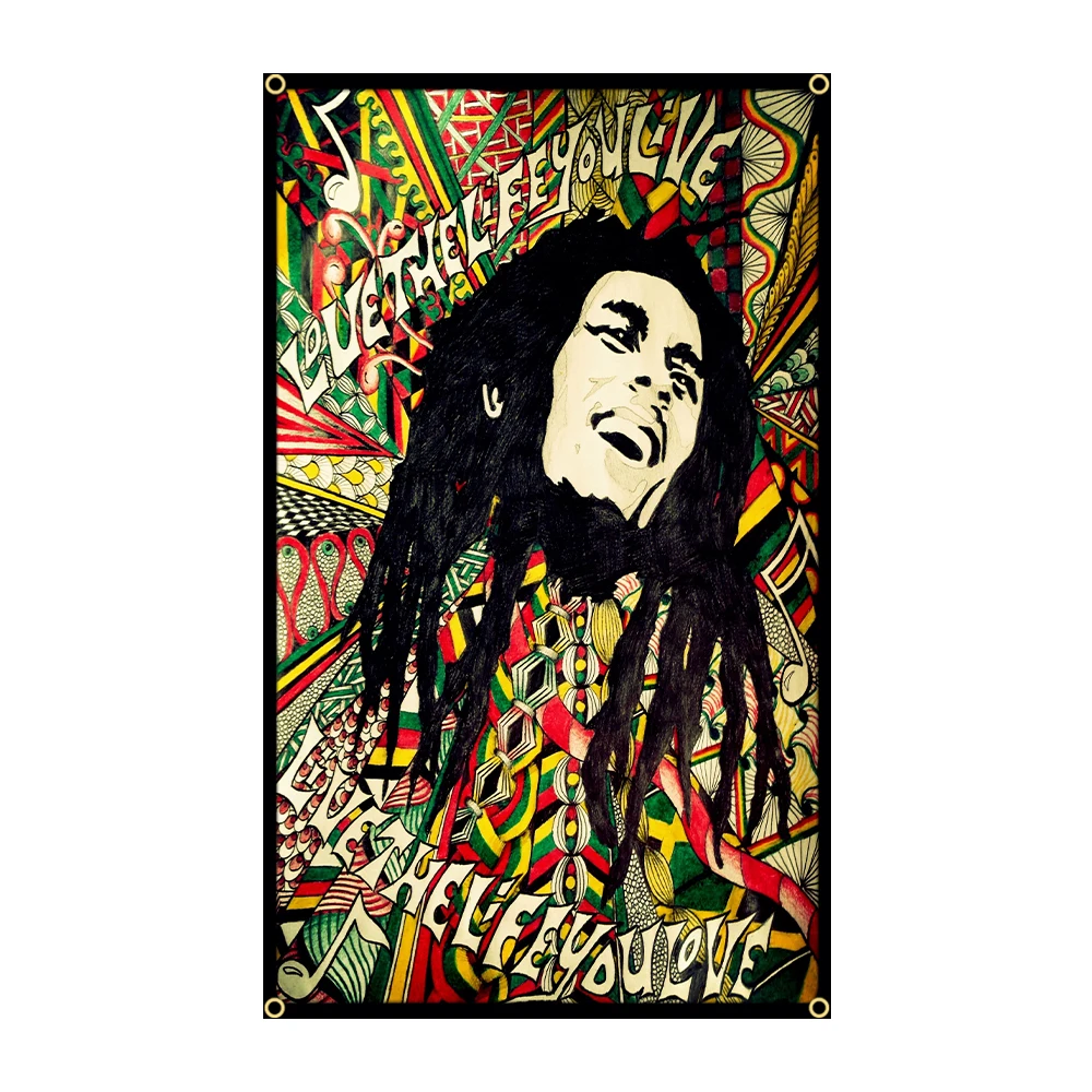 BOB Marley Reggae Rasta Hippie Band Flag Tapestry 60x90cm 90x150cm Polyester Printed  Band Poster Banner for Decor Outdoor Home