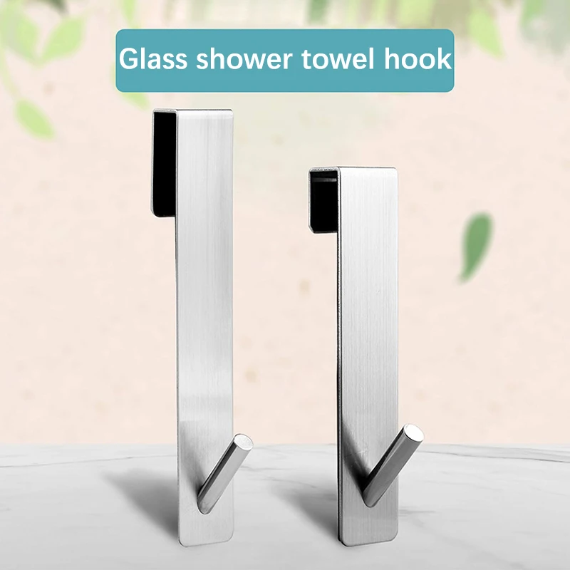 Bathroom Shower Door Back Hook Stainless Steel Over Glass Door Shower Towel Rack S-Shape Bathroom Bathrobe Hanger Holder Hooks