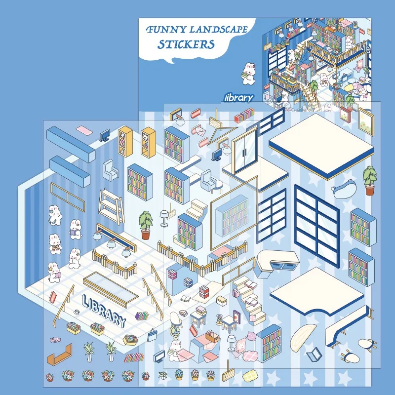 Non-Toxic Scene Stickers Dessert-Themed Creative Reusable Decorative Stickers Coffee House 3d Stickers for Personalization