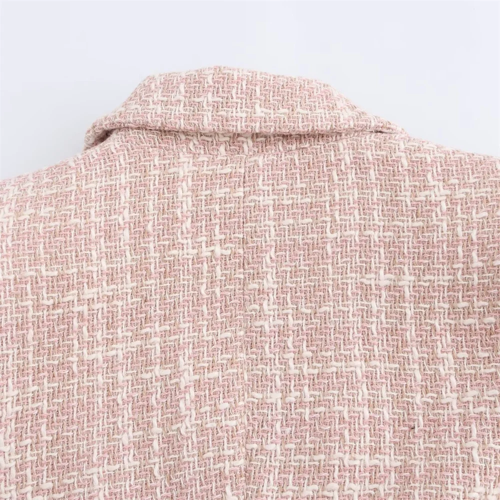 خريف منتج جديد المرأة صغيرة عطرة الملمس مزدوجة الصدر طويلة الأكمام الوجه طوق عارضة البدلة معطف #6