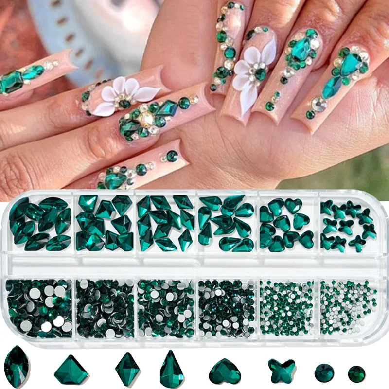 3D AB Glitter Strass Multicolor Nail Art Pietre di cristallo Dimensioni miste Gemme di cristallo per unghie Decorazione per unghie Accessori per unghie