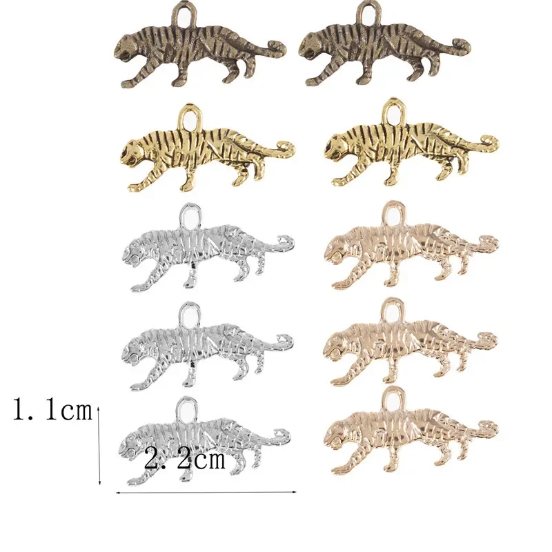 10pcs Mixed Color Tiger Charms Pendant Animal Pendant Fit DIY Earrings Necklace Jewelry Making Handcrafted Accessories 22*11mm