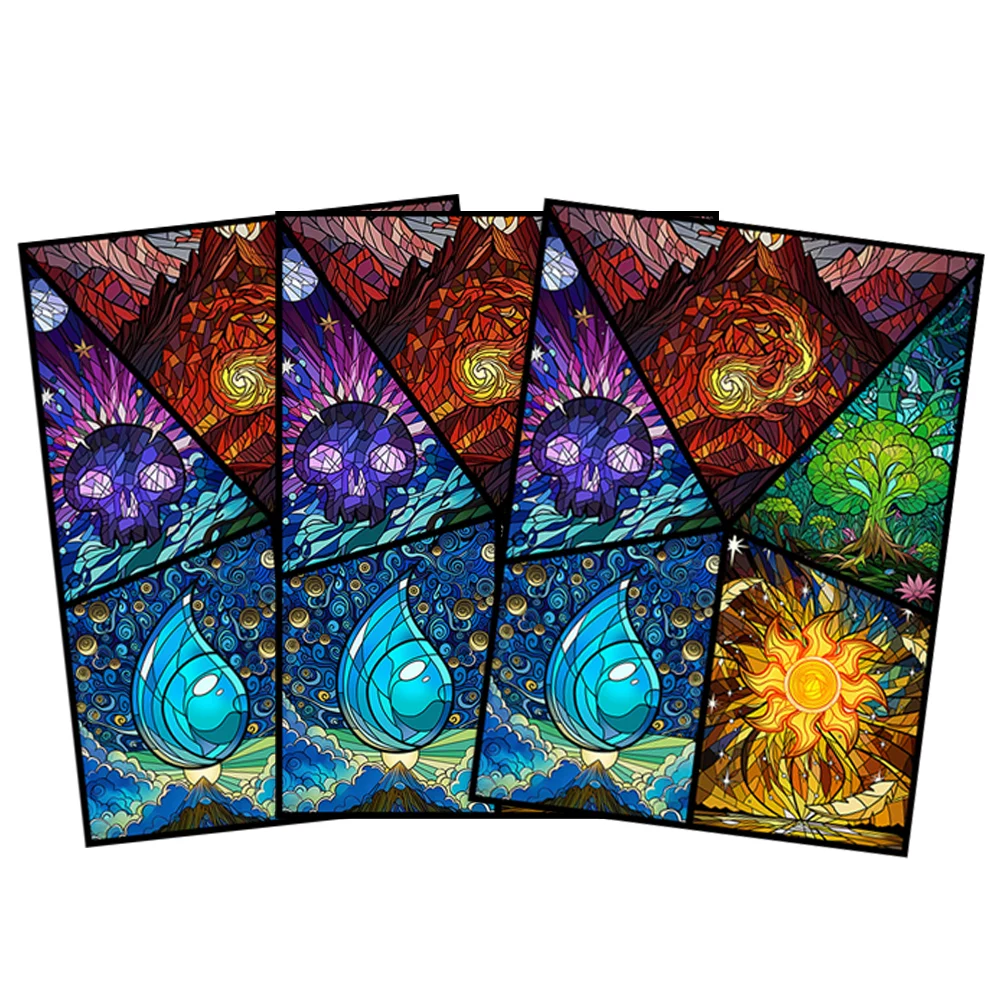 60 Stück 66 x 91 mm holografische Laser-Kartenhüllen, fünf Farben, glänzende Spielkarten-Schutzhülle, geeignet für PKM/PTCG/TCG-Spielkarten – Detail 1
