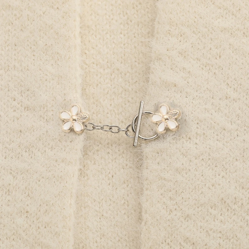 10Pieces Vintage Cardigan Clip Button Flower Bowknot Button Pin Sweater Shawl Clip Cardigan Collar Safe Pin for Women