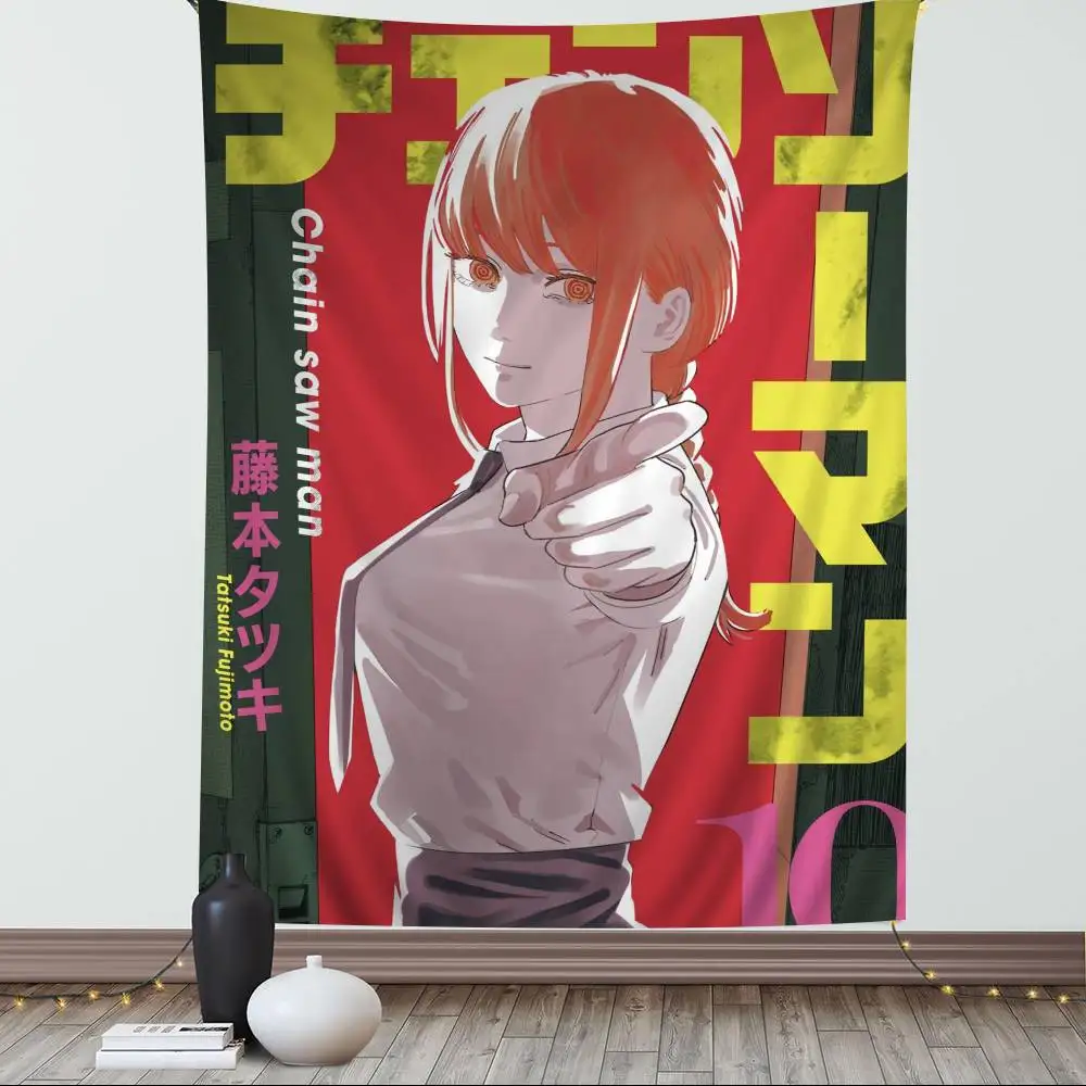 Anime M-Makima Chainsaw Man Colorful Tapestry Wall Hanging Bohemian Wall Tapestries Mandala Wall Art Decor