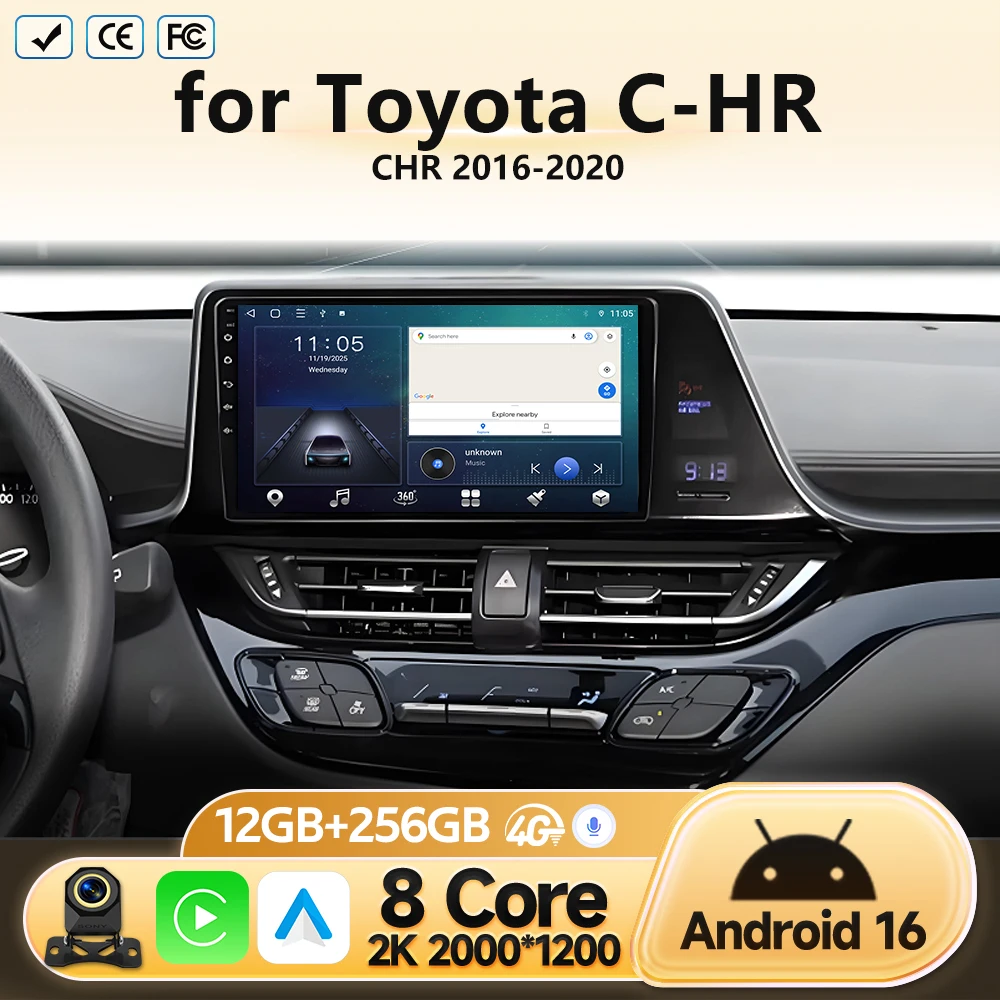 

Car Radio for Toyota C-HR CHR 2016 2017 2018 2019 2020 Android Auto Carplay Multimedia Video Player Stereo GPS Navigation No DVD