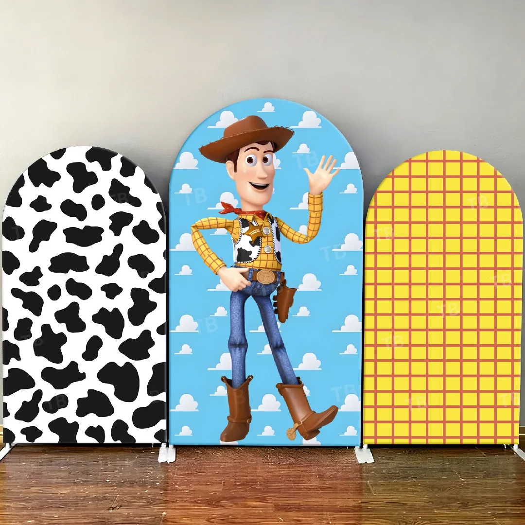 

TB Toy Story Theme Arch Backdrop Cover Woody for Kids Birthday Party Decoration Baby Shower Photograph Background Elastic Fabric