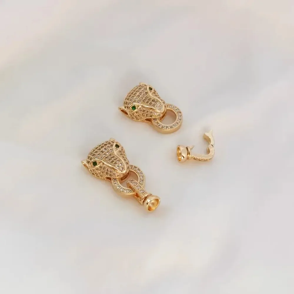 

Accessory: 14K Zircon Leopard Buckle Bracelet, Necklace Connecting Buckle, DIY Handmade Accessory Button